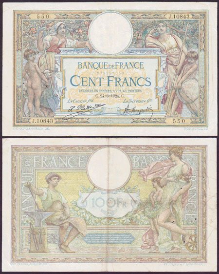 1924 France 100 Francs M000022